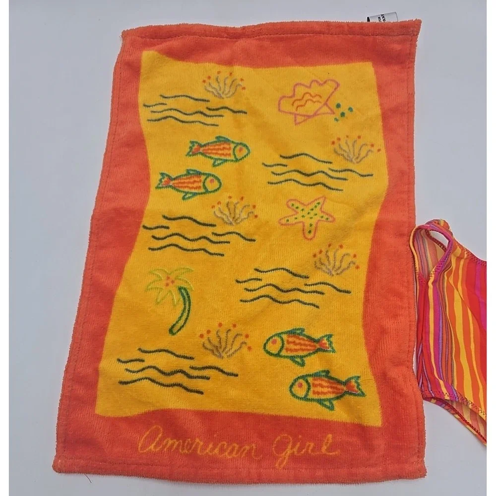 Pleasant Company American Girl Doll Beach Swim‎ Set Towel Bathing Suit Cotton